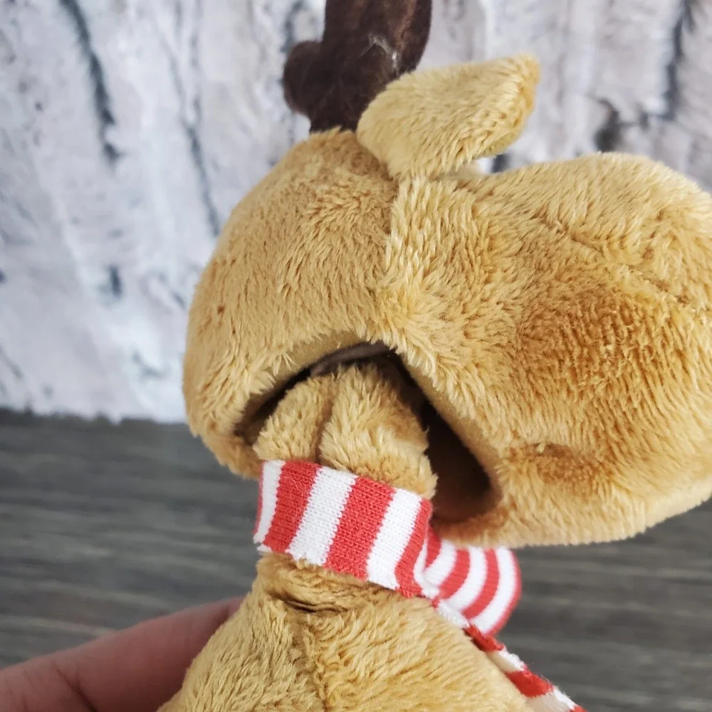 CHOSUN Bobblehead Plush Brown Reindeer With Red Striped Scarf 6